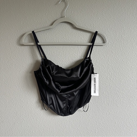NWT Urban Outfitters Black Corset Crop Top Medium - Picture 2 of 11